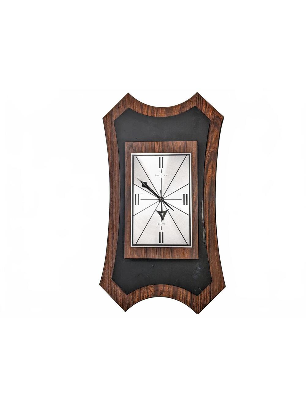Bulova Wall Clock Japan 21in Space-Age Quartz Atom Starburst Hourglass 1970s MDM
